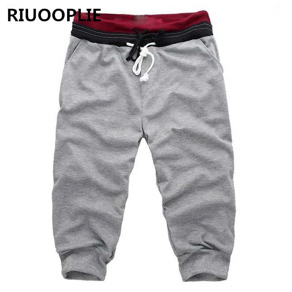 Great Value RIUOOPLIE Men New Summer Male Solid Polyester Knee Length Breathable Drawstring Short