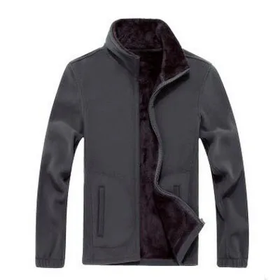 DIMUSI мужские куртки, мужские повседневные флисовые куртки софтшелл, Мужская теплая толстовка, термопальто, однотонная утолщенная брендовая одежда 8XL - Цвет: Grey
