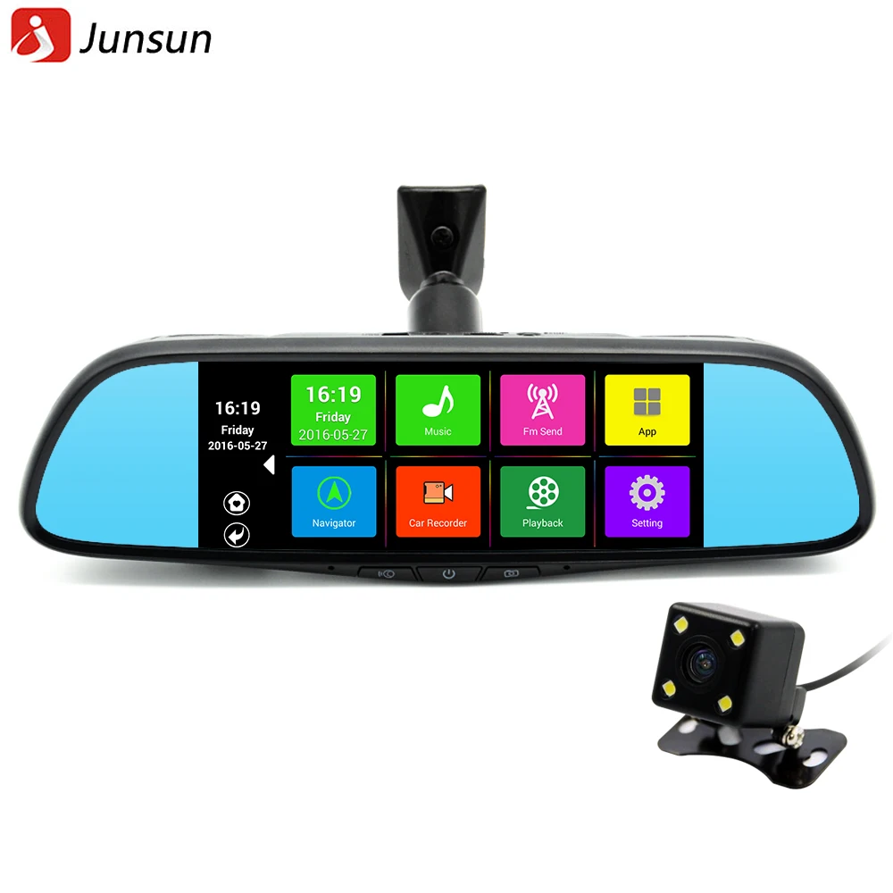 Junsun 7 Touch Special Car DVR Camera Mirror GPS Bluetooth 16GB Android 4.4 Dual Lens FHD 1080p Video Recorder Dash Cam