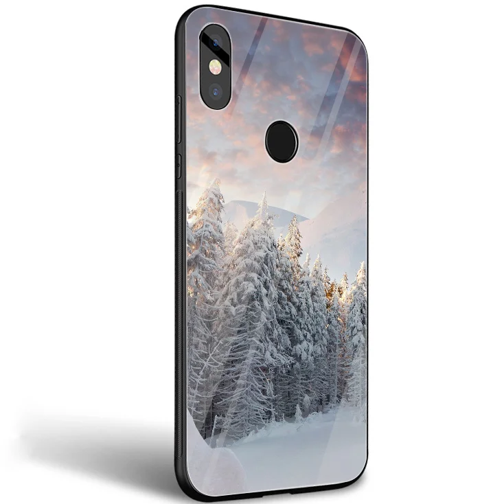 GerleeK Стекло ТПУ Зимний снег лес чехол для Xiaomi 8 Lite A1 9 pocophone F1 Redmi Note 5 6 7 Pro 6A 4X