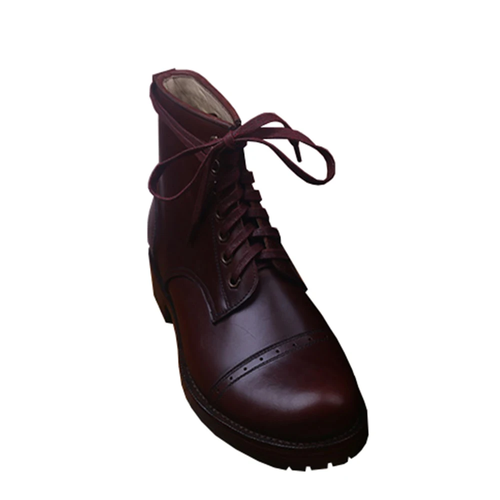 48 Cuero Suela Welted Hombre Lujo Goma vino Trabajo Tobillo Para De Tinto Brown Genuino Gruesa Goodyear 36 Borgoña Dark Sipriks Con nYp4wavx