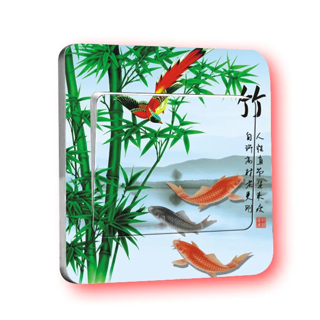 1 PCS China Wind Switch Attached To Classical Bamboo Section Home Decoration Accessories Wall Appliques