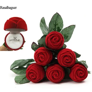 New Rose Shape Marriage Ring Box Jewelry Storage Organizer Gift Packaging Present Holder Jewellery Display Earring Show Stand peace dove jewelry box gift box peace bird girls gift box packaging organizer earring holder