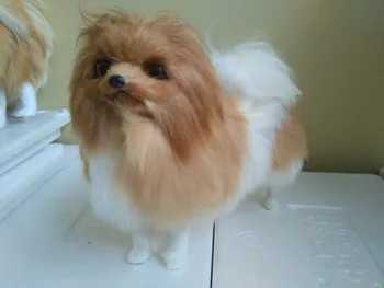 

simulation Pomeranian model mixed coloured furs dog 23x8x20cm ,polyethylene&furs handicraft Miniatures decoration toy gift a2222