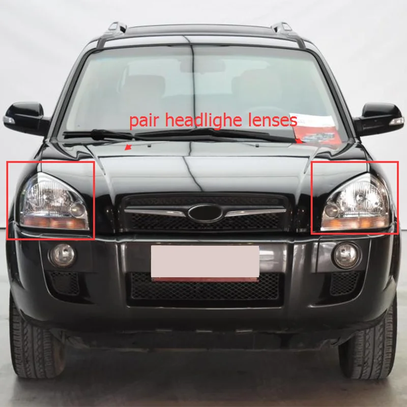 2x Left + Right Headlight Headlamp Clear Lens Cover For HYUNDAI TUCSON 2005 2006 2007 2008 2009 Headlight Lens Cover Replacement