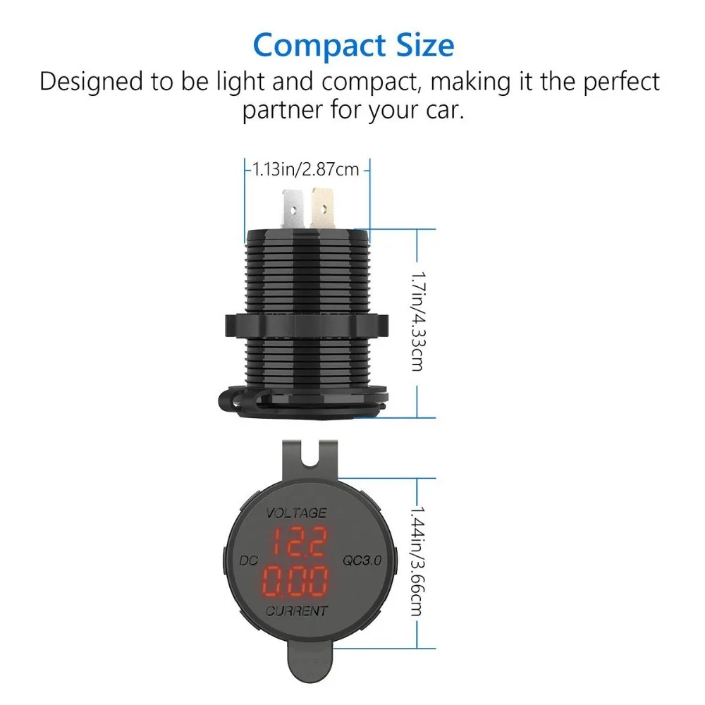 12-24 В Быстрая зарядка 3,0 USB зарядное устройство 5 в 3 а светодиодный вольтметр для автомобиля QC 3,0 Быстрая зарядка зарядное устройство для автомобиля лодки мотоцикла