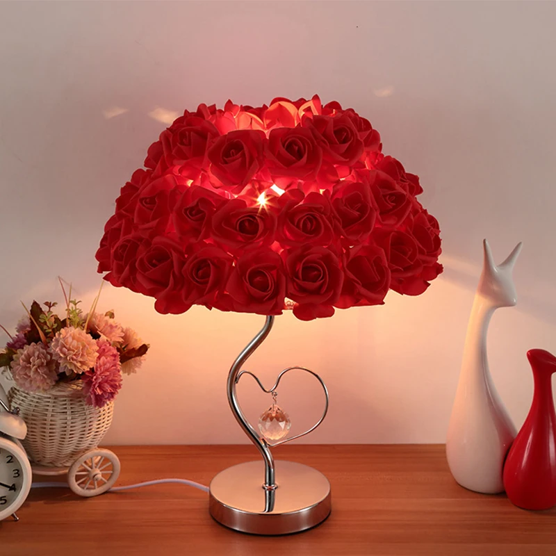 Европейская Настольная лампа с розами, Ночной светильник, прикроватная лампа, домашний декор для свадебной вечеринки, декоративный светильник, подарок на день Святого Валентина