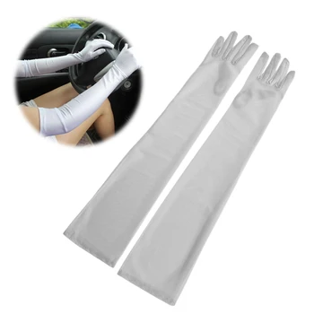 

Women Lady Arm Finger Long Elbow Gloves Party Prom Satin Gloves