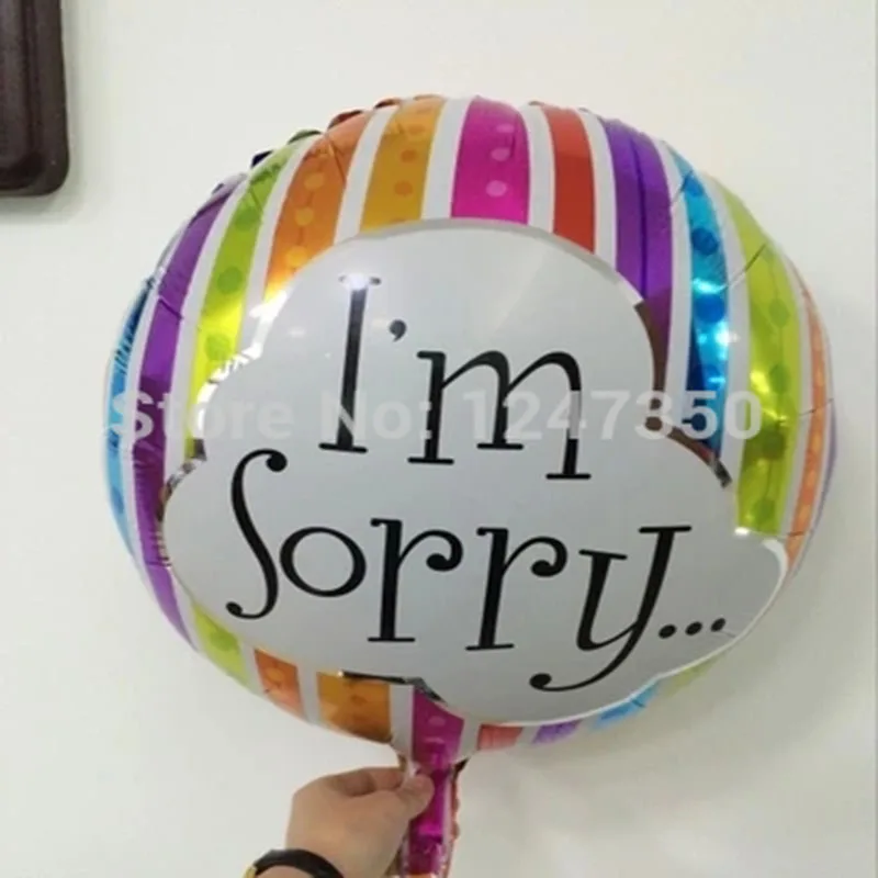 

High quality new 18 inch colours round say sorry foil balloons boys & girls love decoration balls supplies