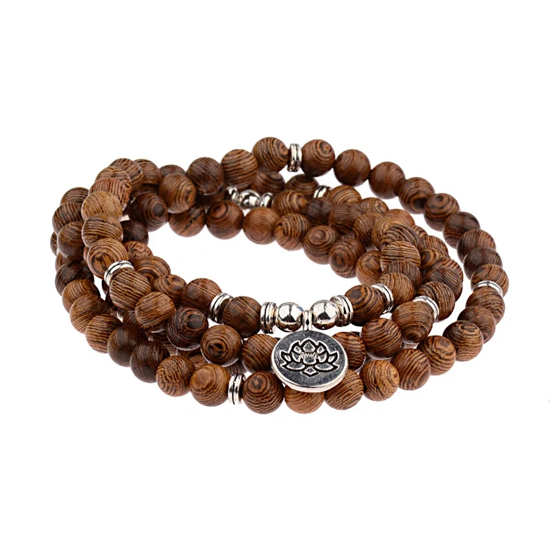 

2019 OM Lotus Wood Beads Charm Bracelet Men Tibetan Buddhist Buddha Meditation Bracelet Yoga For Women Jewelry Homme AB301
