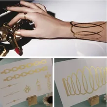 2шт = 1 комплект 24 k золотые тату-наклейки ювелирные аксессуары для женщин рука тела Искусство warterproof Временная блестящая татуировка стикер