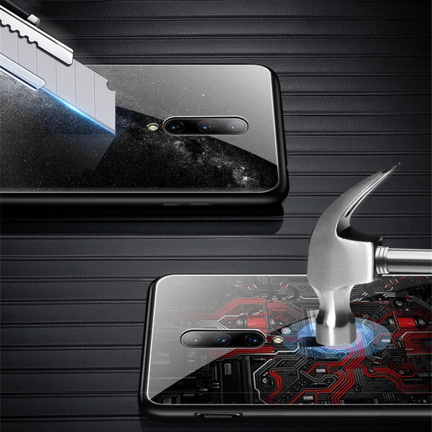 Роскошный чехол из закаленного стекла для OnePlus 7 Pro ТПУ стекло с мягкими краями