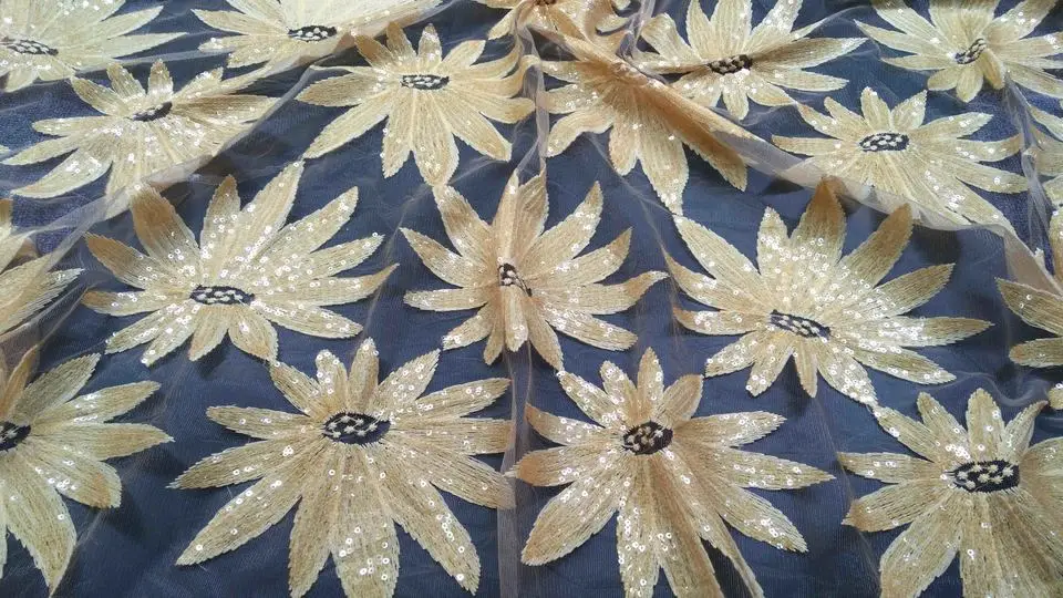 

New Sequins African High Quality Net Lace,French Voile Guipure tulle mesh Lace Fabric For dress party 5yd/lot M15583