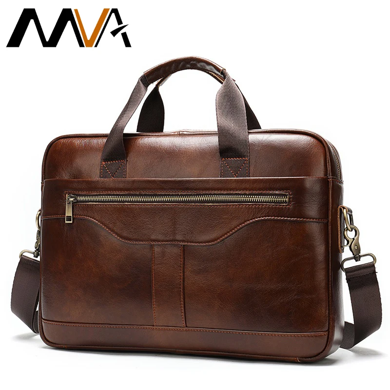 MVA Men's Briefcase man bag men's genuine leather laptop bag office bags for men business tote document leather briefcase 8824