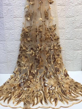 

Africa 3D lace fabric 2019 high quality lace French lace fabric beaded Nigerian tulle mesh lace material clothes ZX31601
