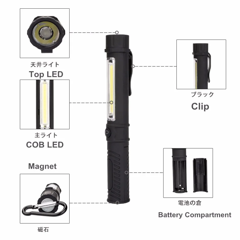 Портативный COB светодиодный мини-светильник с ручкой, светильник для осмотра, многофункциональный Рабочий светильник для обслуживания, ручной фонарь с магнитом AAA