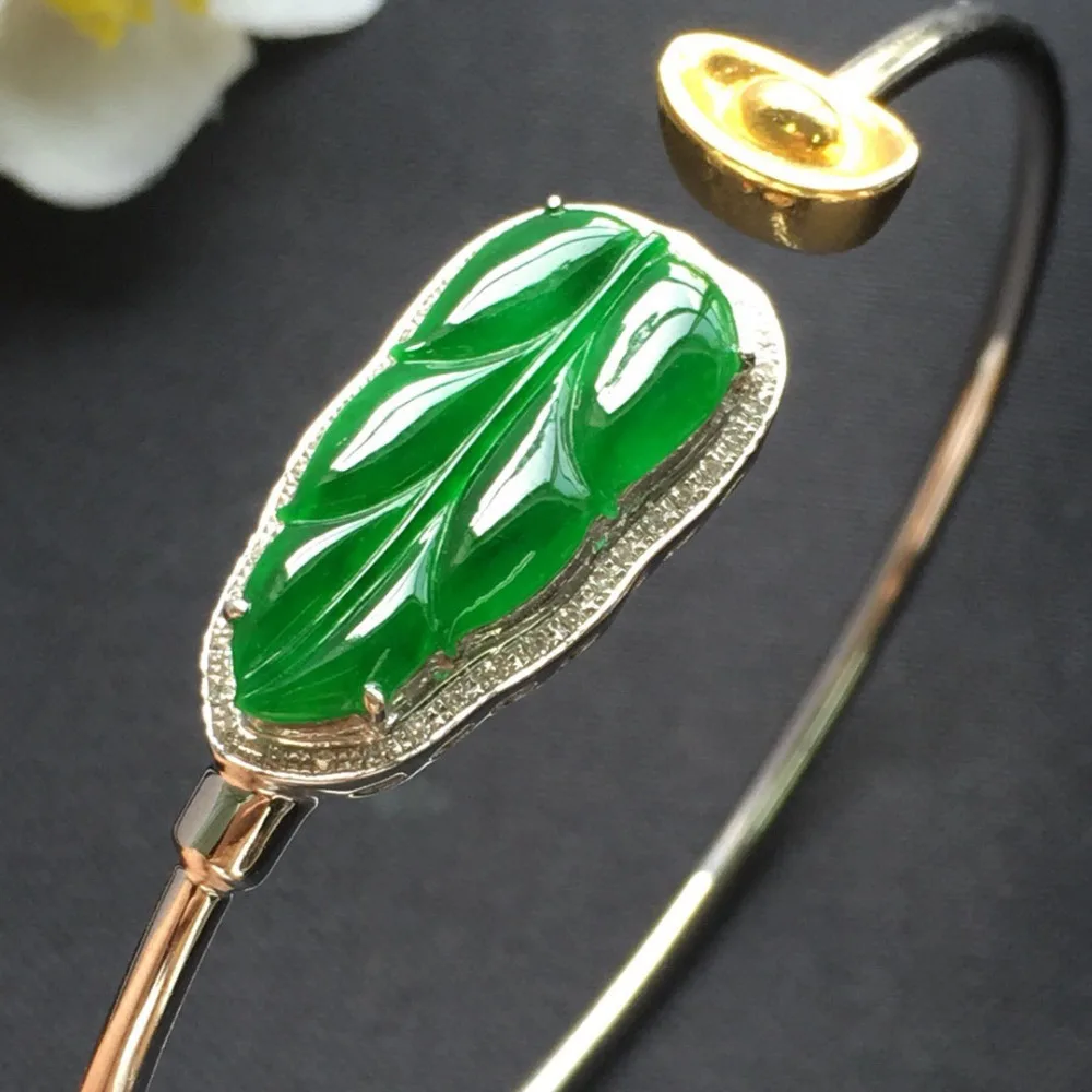 

Fine Jewelry Real 18K Rose Gold Natural burma jade bangle bracelet jadite naturelle jonc myanmar jade bracelet Certificate