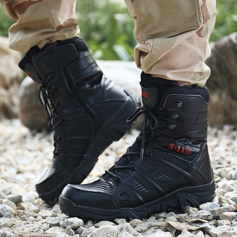 

Men Military Boots Quality Special Force Tactical Desert Combat Ankle Boats Wear Resistant Shoes Leather Snow Boots HH-123