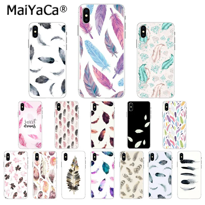 

MaiYaCa Colorful feather art Coque Shell Phone Case for iphone 11 pro X XS MAX 66S 7 7plus 8 8Plus 5S SE XR mobile cover