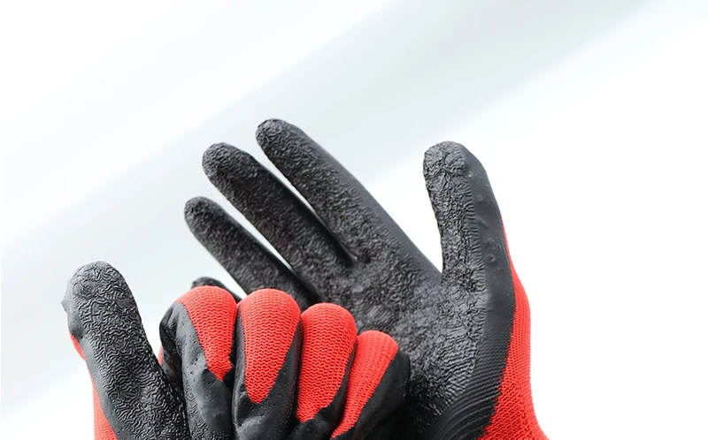 10 пар нейлоновые вязаные против морщин клеевые защитные перчатки защита рук устойчивые к порезам прочные дышащие Красные черные рабочие