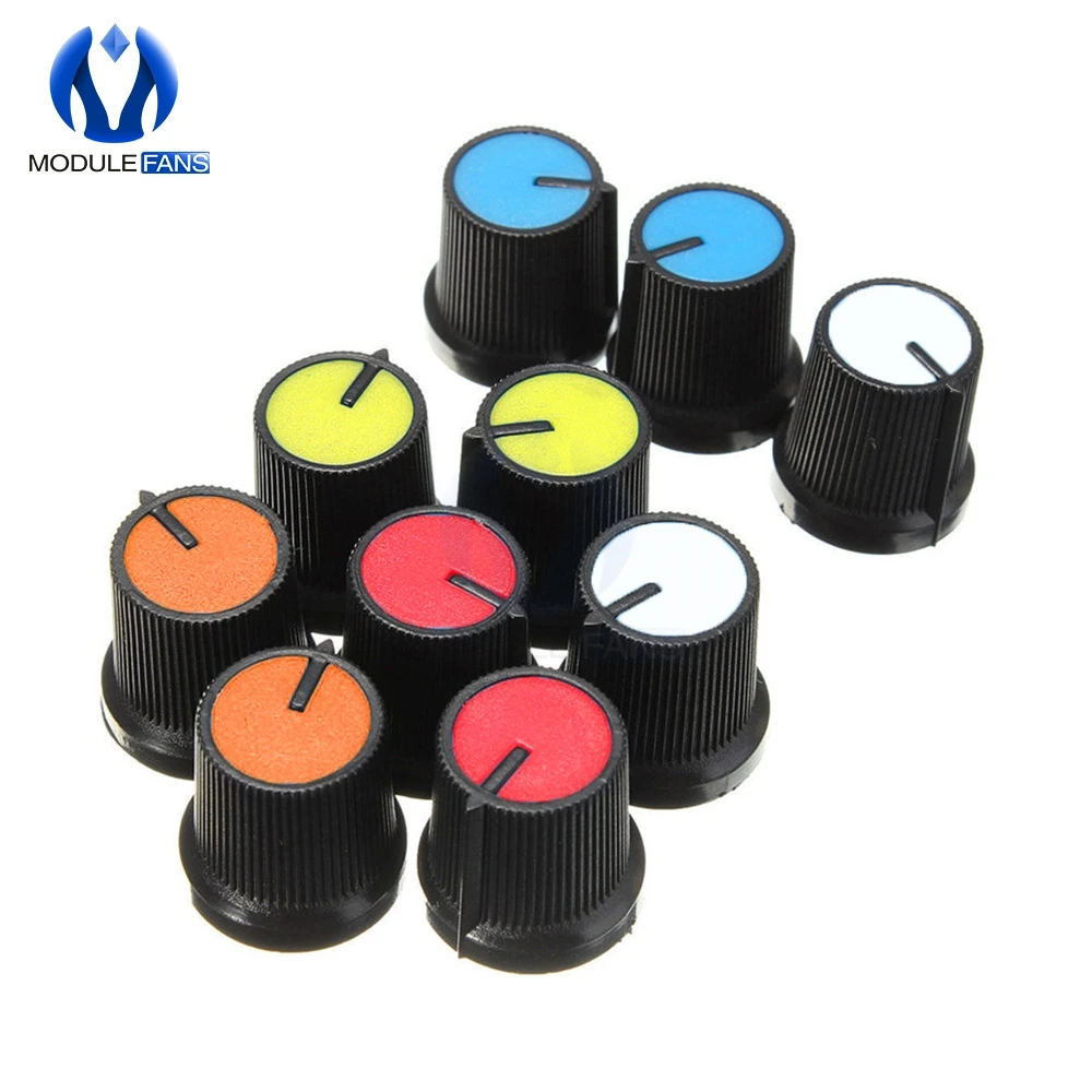 

10pcs 6mm Knob Plastic For Rotary Taper Potentiometer Hole Volume Control Controller Black Caps Diy For WH148