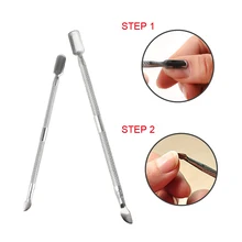 Elecool arte do prego ferramentas diy cutícula de aço inoxidável dupla face prego empurrador colher removedor de cuidados com as unhas empurrador pele morta empurrar ferramentas