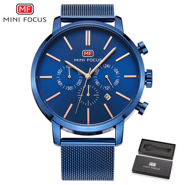 

Top Brand Luxury Chronograph Men Sports Watches Stainless Steel Quartz Watch Men Army Military Wrist Watch Male MINI FOCUS Clock