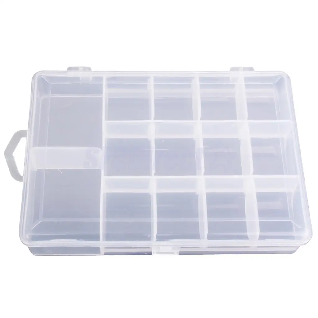 Clear Plastic Adjustable Fishing Lure Baits Tackle Tool Storage Box