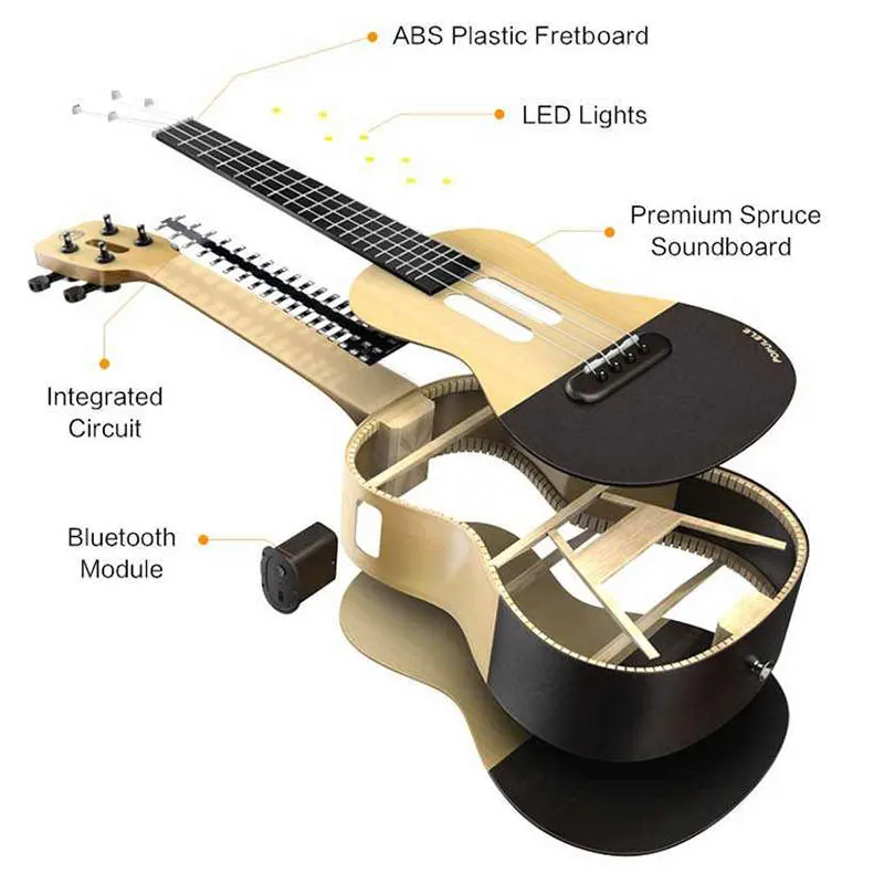 Populele U1 Smart Concert Ukulele Guitar -Original Wood Color