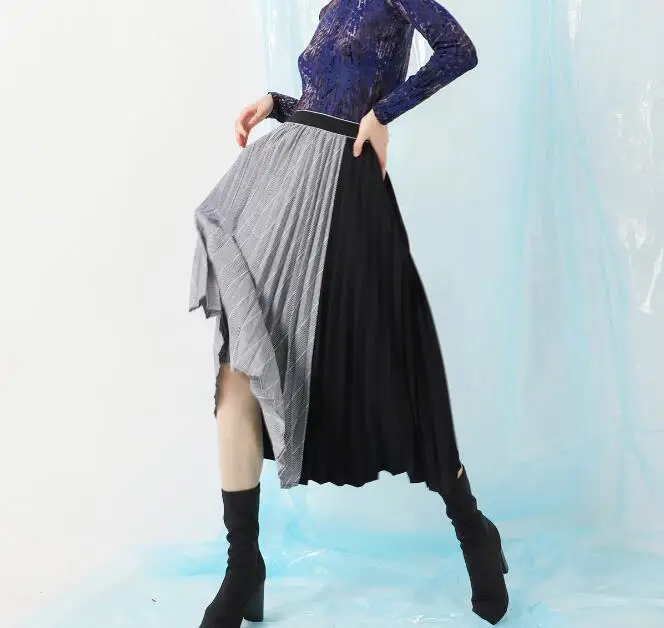 Cultiseed 2018 женский Винтаж плед лоскутное длинные юбки Одежда Дамы Высокая Талия нарядные юбки Костюмы модные юбки