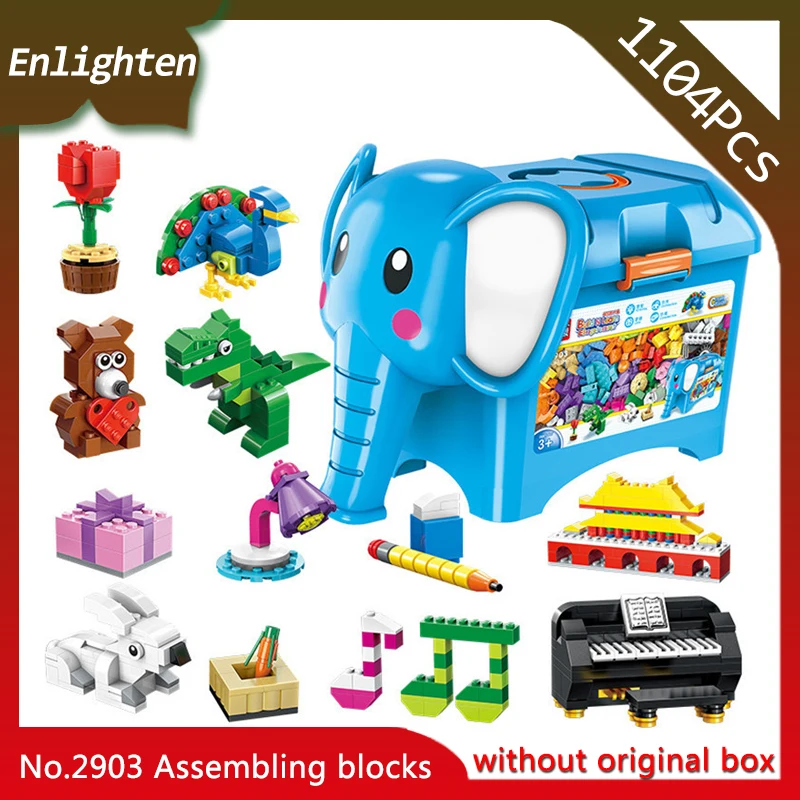 

Enlighten 2903 1104Pcs Creative DIY Assemble the building blocks Elephant Model Kids Toys Gift For Children Compatible Legoings
