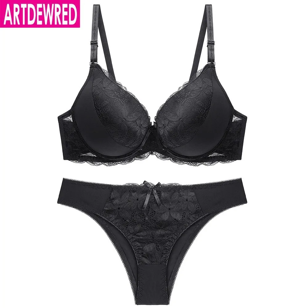 Women Sexy Lace Big Size Bra Set Plus Size Push Up Underwear Set 7 Color Push Up Bra Brief Set C D Cup Brassiere Panty Set french knickers set