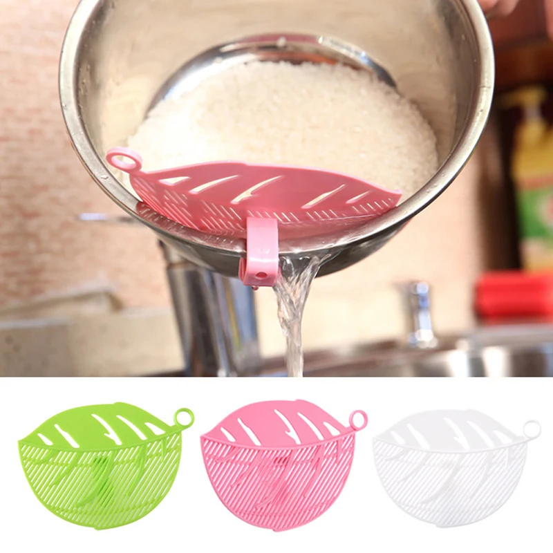 

1PC Multifunction Durable Clean Leaf Shape Rice Wash Sieve Peas Cleaning Gadget Kitchen Clips Tools Filtering Baffle 20