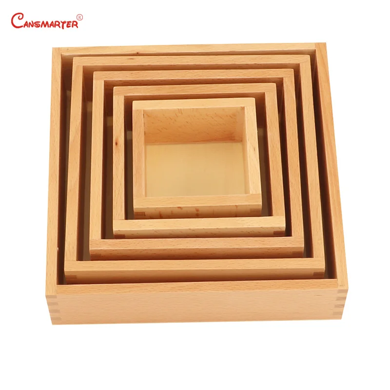  Educational Toys Baby Nesting Box Montessori Toys Size Sensorial Practice Boxs Teaching Wooden Beec