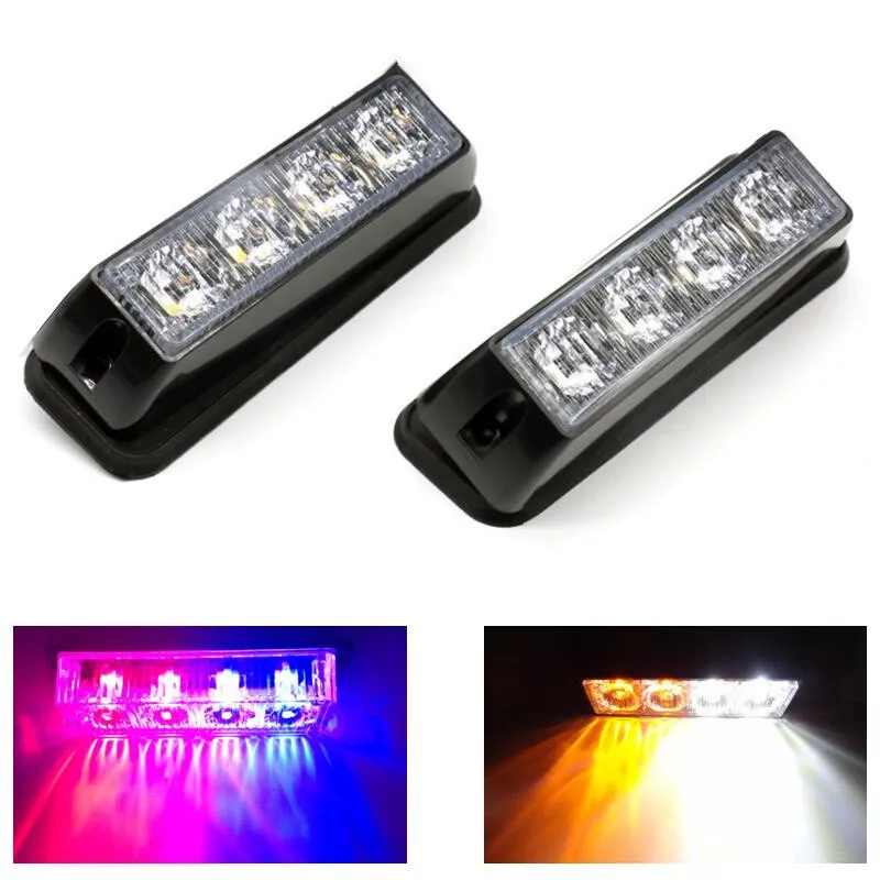 (2 шт./лот) DC12V 24V 4-LED белый и янтарный автомобиль грузовик фургон боковой