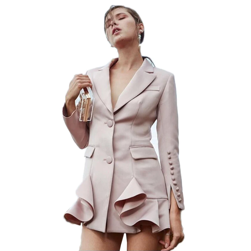 Elegant Ruffle Blazer Dress Women autumn Vestidos Sexy