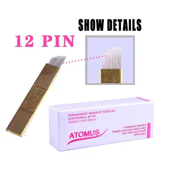 

ATOMUS 12/14 Pins Permanent Tattoo Eyebrow Needle Microblading Eyebrow Needles Blade For 3D Embroidery Tattoo Accessories