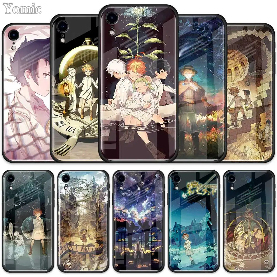 

Anime The Promised Neverland Tempered Glass Case for Apple iPhone XR 7 8 6 6S Plus X XS MAX Cell Phone Case Cover