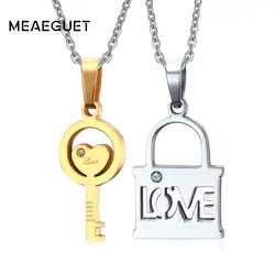 Meaeguet пара любовь кулон «Ключ» цепочки и ожерелья для любовника нержавеющая сталь Jewelry творческий подарок ко Дню Святого Валентина