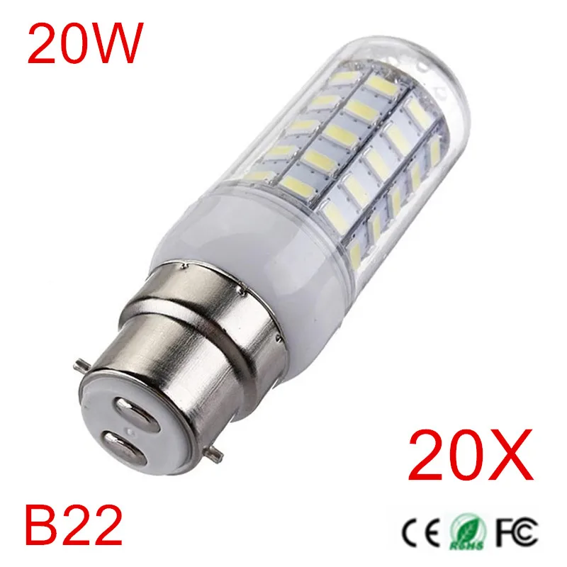 20 шт. Высокий люмен 5730 Chip B22 LED кукурузная лампа свет AC220V 230В 240В Светодиодная