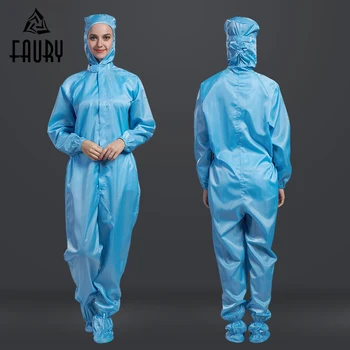 

Unisex Dust-free Full Body Anti-static Purification Clothing Hooded Conjoined Workshop Clean Overalls for Factory Work Uniform
