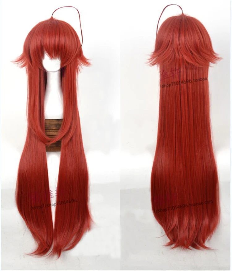 Фото Парик для косплея старшей школы DxD Rias Gremory длиной 100 см, цвет красного вина, термостойкие волосы, костюм для косплея + бесплатная шапочка для парика №2