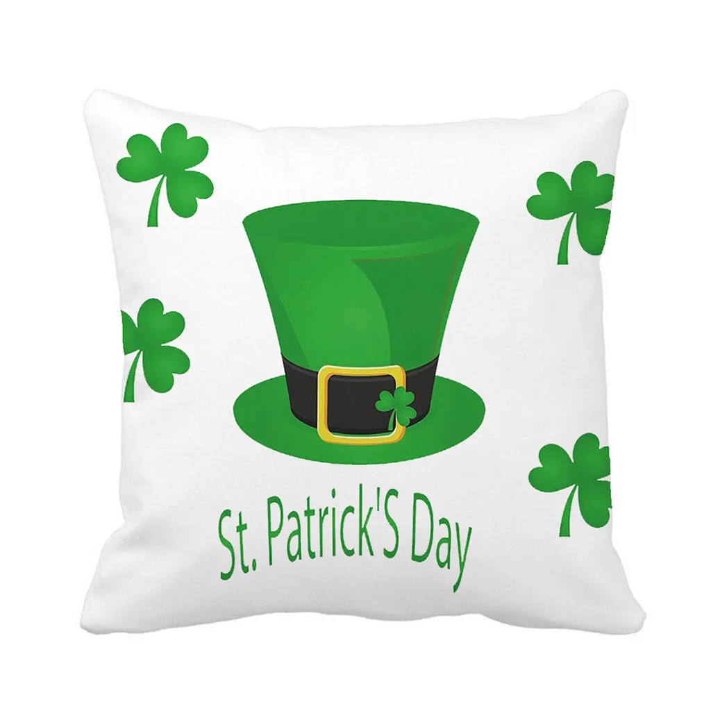 Quneed Happy Patrick's Day Decorative Cushion Cover Spring Green Leaves Decor High Quality Square 45x45cm New | Дом и сад