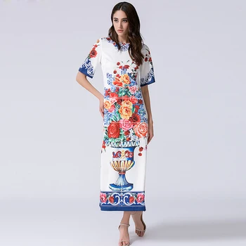 

High Quality New 2017 Summer Beach Dress Women A-Line amazing Bohemian Boho Casual Floral Print Maxi Long Dress