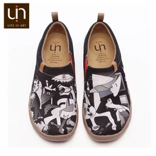UIN/парусиновая обувь с художественным рисунком для мужчин; повседневная обувь черного цвета; модные Лоферы без шнуровки; удобная прогулочная обувь; легкие и мягкие кроссовки