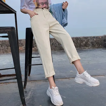 

Casual pants spring new Korean version 2020 large size fat MM zipper large pockets ladies handsome nine points overalls QT001