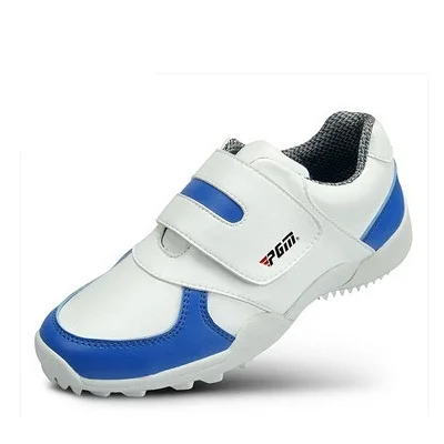 Pgm обувь для гольфа для мальчиков Нескользящая легкая тренировочная обувь для девочек дышащие кроссовки на липучке детская Уличная обувь AA20176 - Цвет: Синий