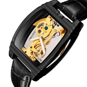 Automatic Mechanical Watch Men Steampunk Skeleton Self Winding Leather Watch montre Innrech Market.com