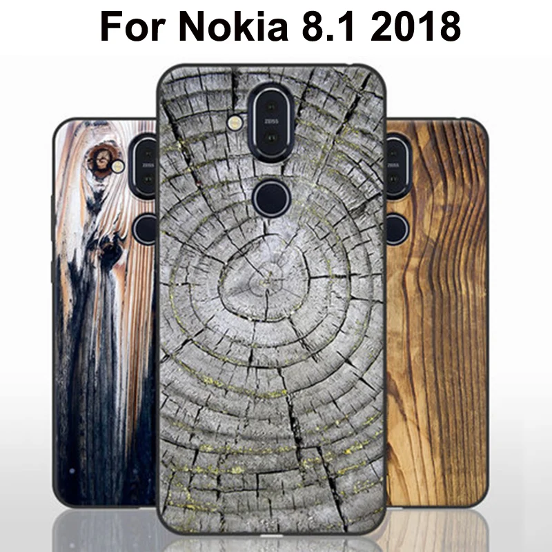 For Nokia 8.1 2018 Case wood stone style soft Silicone phone Cases TA-1131 back Cover Nokia8.1 Protection Shell coque | Мобильные