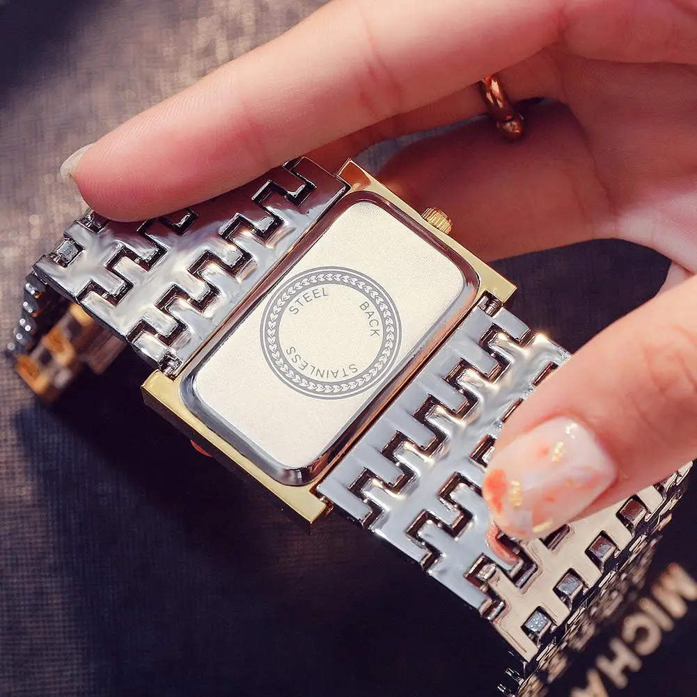 G& D GLE& VDO мужские и женские наручные часы с широким ремешком, браслет-цепочка из сплава, роскошные квадратные кварцевые наручные часы(без цепи